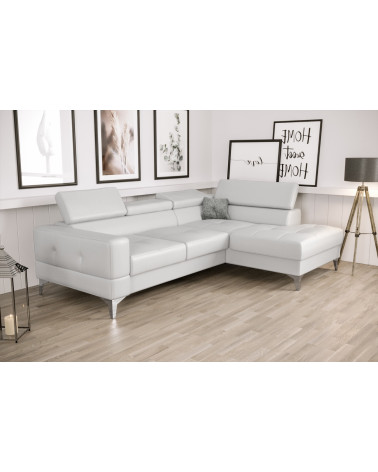 Sofá rinconera convertible de cuero TOSCANIA MINI 250 x 170 cm en varios colores