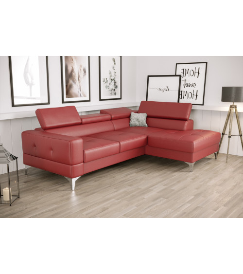Divano angolare trasformabile in pelle TOSCANIA MINI 250 x 170 cm in vari colori