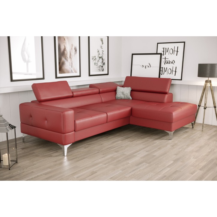 Canapé d'angle convertible en cuir TOSCANIA MINI 250 x 170 cm en plusieurs couleurs