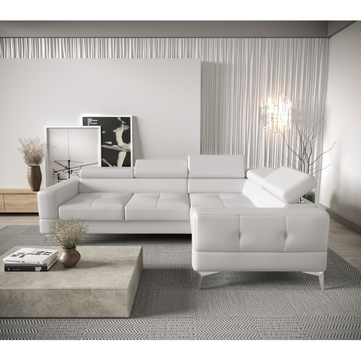 Canapé d'angle convertible en cuir TOSCANIA MINI 250 x 185 cm en plusieurs couleurs