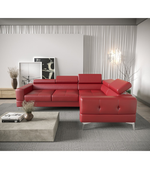 Divano angolare trasformabile in pelle TOSCANIA MINI 250 x 185 cm in vari colori