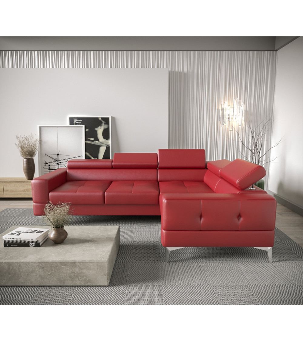 Canapé d'angle convertible en cuir TOSCANIA MINI 250 x 185 cm en plusieurs couleurs