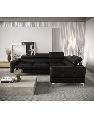 Sofá rinconera convertible de cuero TOSCANIA MINI 250 x 185 cm en varios colores