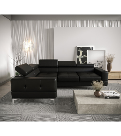 Sofá rinconera convertible de cuero TOSCANIA MINI 250 x 185 cm en varios colores