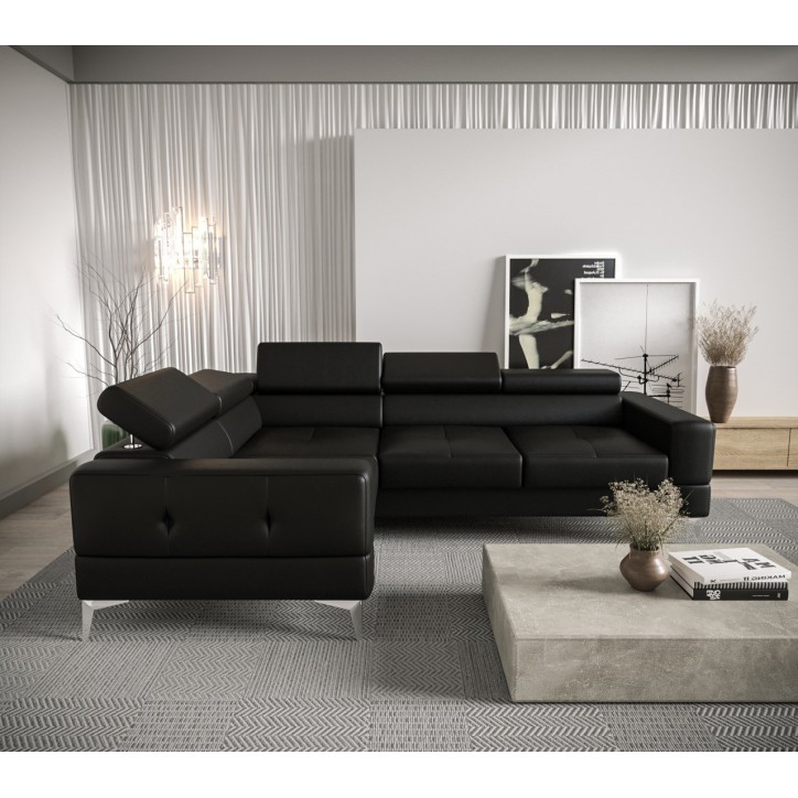Sofá rinconera convertible de cuero TOSCANIA MINI 250 x 185 cm en varios colores