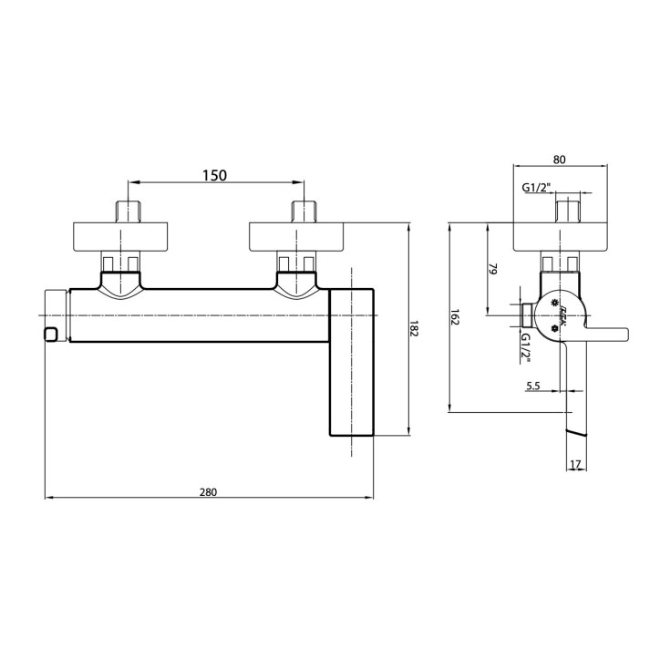 Mitigeur baignoire ICON chrome