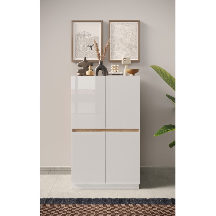 Credenza Armadio FANTASY bianco laccato/rovere Cadiz 105 x 170cm