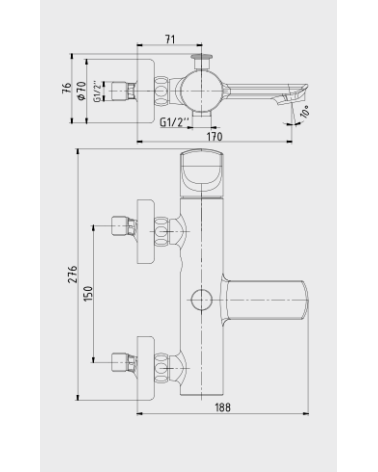 Mitigeur baignoire MYRA chrome