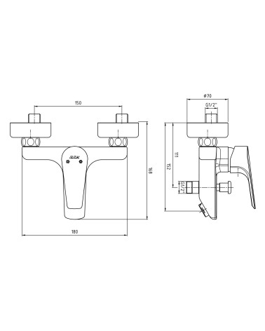 Mitigeur baignoire NIOBE chrome