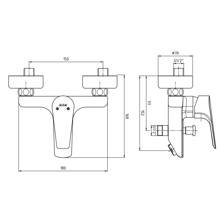 Mitigeur baignoire NIOBE chrome