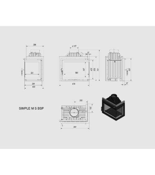 Insert cheminée SMART MS 8 vitre à droite