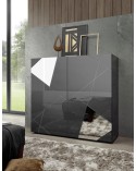 Buffet haut VITTORIA gris anthracite laqué 121x111x42 cm