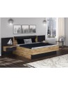 LIT LUNA 160x200 cm AVEC CHEVETS SUSPENDUS lave mat et chêne clair