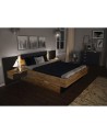 LIT LUNA 160x200 cm AVEC CHEVETS SUSPENDUS lave mat et chêne clair