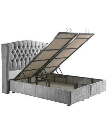 LIT coffre SULTAN gris et tête de lit inclus 160x200 cm