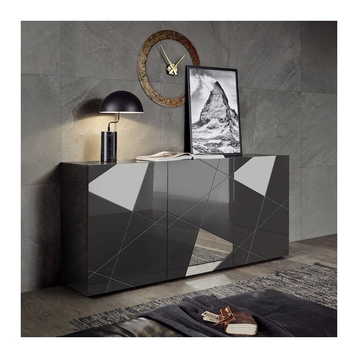 Buffet VITTORIA gris anthracite laqué 181 cm
