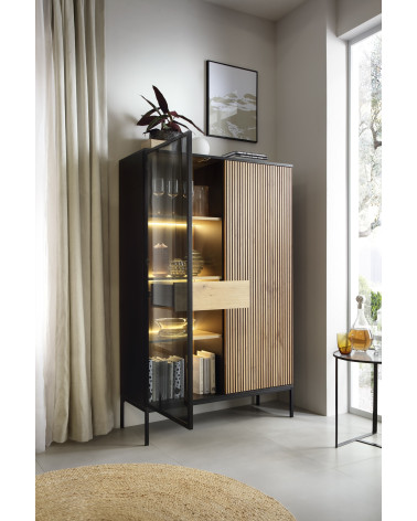 odense licht eiken, zwart en gehard glas 104 cm