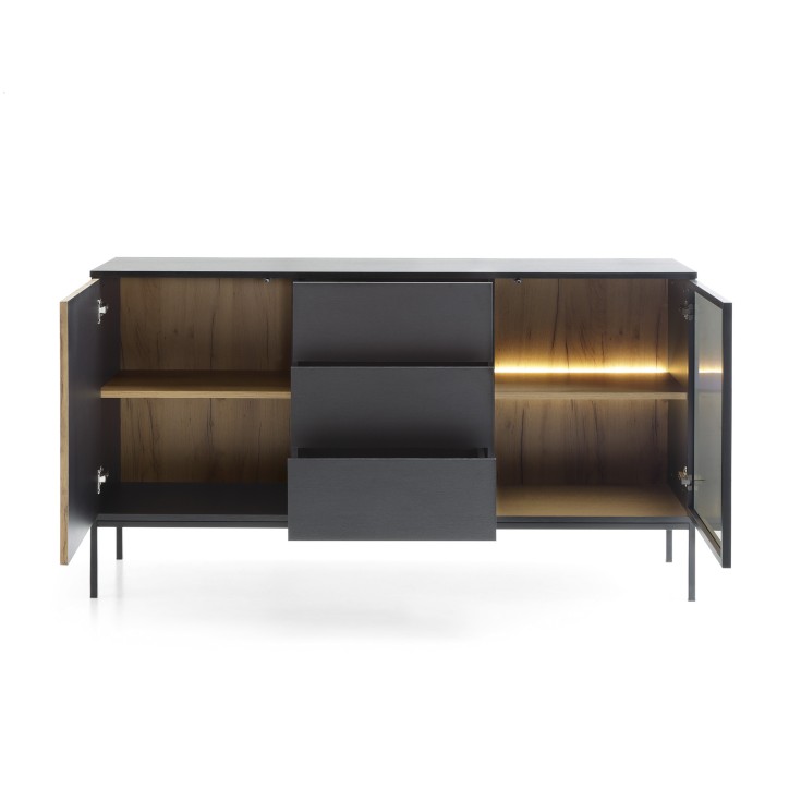 Mobile da soggiorno ODENSE 83x154cm - rovere e nero