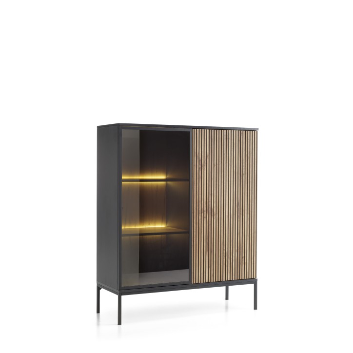Vaisselier ODENSE 104 cm - chêne et noir