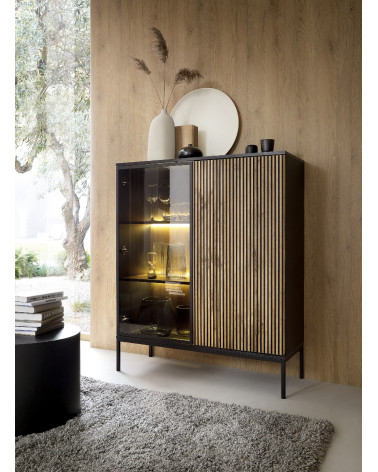 Cómoda ODENSE 104x126 cm - roble y negro