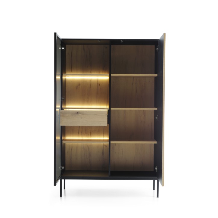 ODENSE Hoge Commode 104 cm eiken en zwart