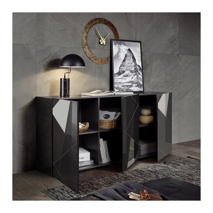 Buffet VITTORIA gris anthracite laqué 181 cm