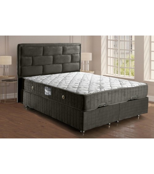 LIT coffre DIEGO anthracite  et tête de lit inclus 90/160x200 cm