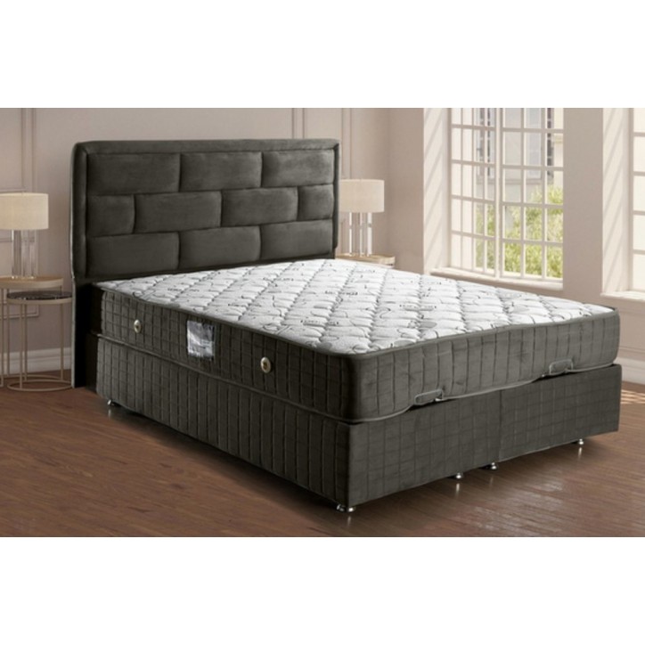 LIT coffre DIEGO anthracite  et tête de lit inclus 90/160x200 cm