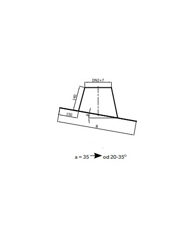 BASE DE CHEMINÉE INTERMÉDIAIRE POUR TOITURE À PENTE  30 % pour tuyaux double paroi isolé 50mm Ø 150/200 mm