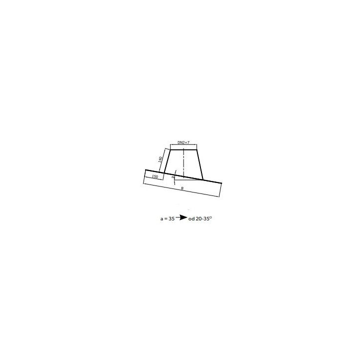 BASE DE CHEMINÉE INTERMÉDIAIRE POUR TOITURE À PENTE  30 % pour tuyaux double paroi isolé 50mm Ø 150/200 mm