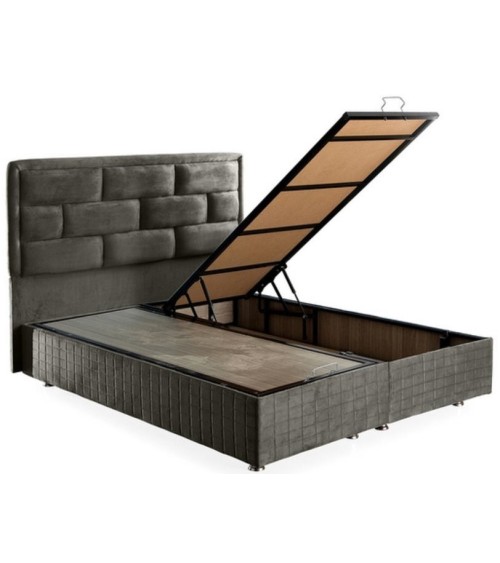 LIT coffre DIEGO anthracite  et tête de lit inclus 90/160x200 cm