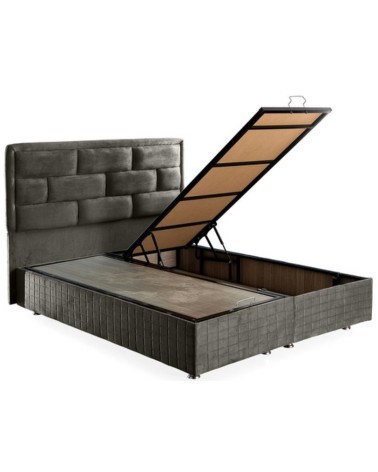 LIT coffre DIEGO anthracite  et tête de lit inclus 90/160x200 cm