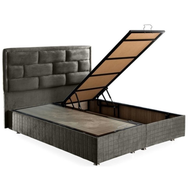 LIT coffre DIEGO anthracite  et tête de lit inclus 90/160x200 cm