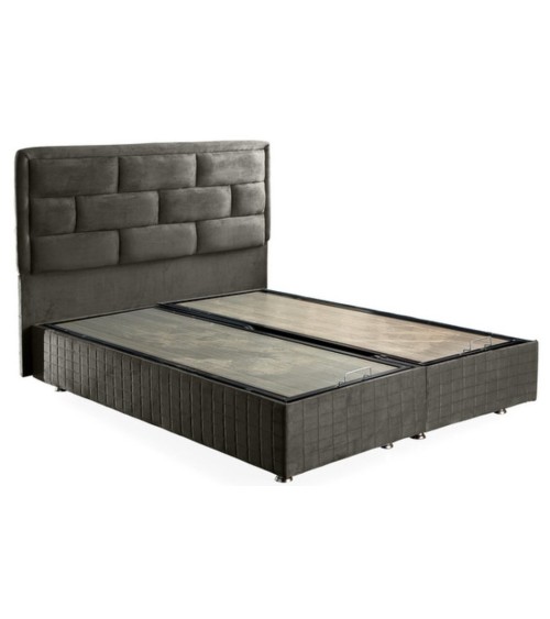 LIT coffre DIEGO anthracite  et tête de lit inclus 90/160x200 cm