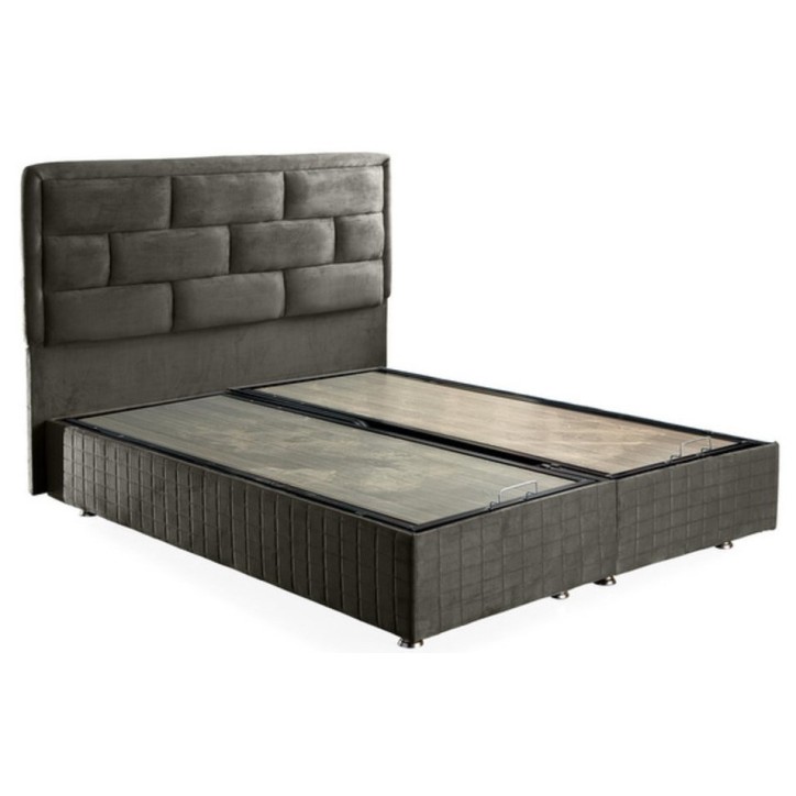 LIT coffre DIEGO anthracite  et tête de lit inclus 90/160x200 cm