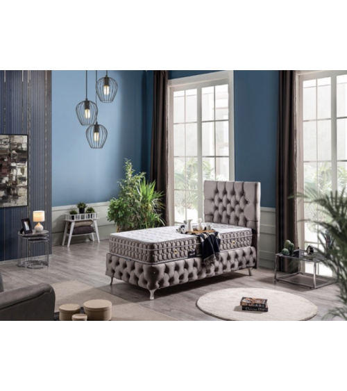 LIT coffre DIEGO anthracite  et tête de lit inclus 90/160x200 cm