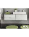 Ensemble Salle de bain CORA : meuble suspendu avec vasque + 2 colonnes + miroir 140 x 50 x 53 cm
