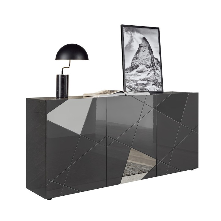 Buffet VITTORIA gris anthracite laqué 181 cm