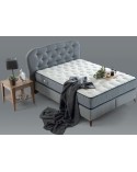 LIT coffre VIOLET gris + matelas et tête de lit inclus 160x200 cm