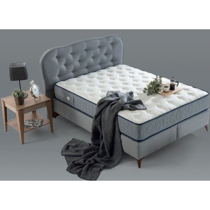 LIT coffre VIOLET gris + matelas et tête de lit inclus 160x200 cm