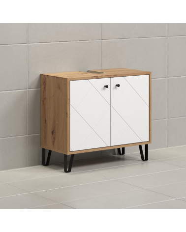 copy of Ensemble Salle de bain CORA : meuble suspendu avec vasque + 2 colonnes + miroir 140 x 50 x 53 cm