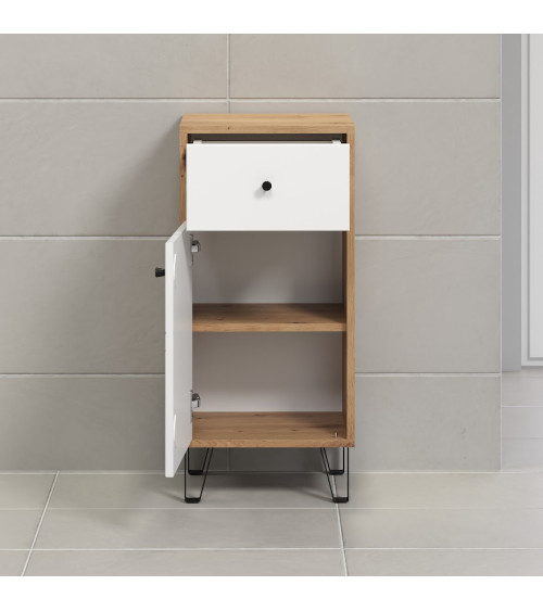 copy of Ensemble Salle de bain CORA : meuble suspendu avec vasque + 2 colonnes + miroir 140 x 50 x 53 cm
