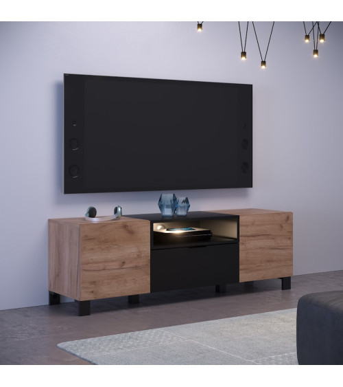 Salon complet KYOTO : table basse, meuble TV, vitrine, commode haute, (buffet)
