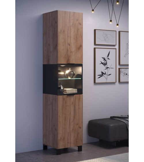 Salon complet KYOTO : table basse, meuble TV, vitrine, commode haute, (buffet)
