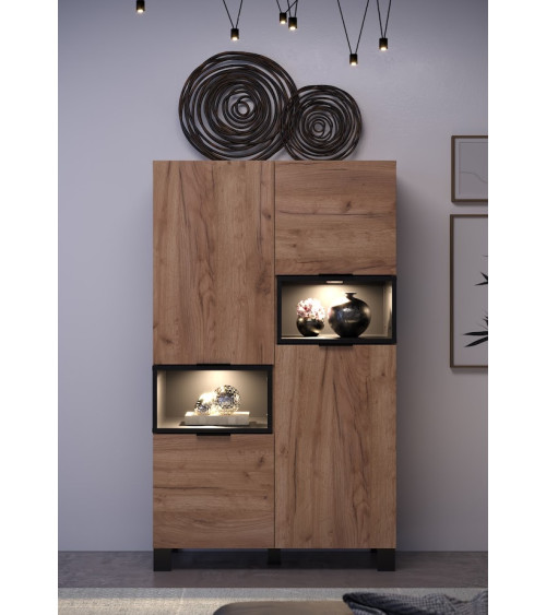 Salón KYOTO completo: mesa de centro, mueble TV, vitrina, cómoda alta, (buffet)