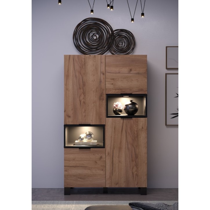 Salon complet KYOTO : table basse, meuble TV, vitrine, commode haute, (buffet) Salon complet KYOTO : table basse, meuble TV, vitrine, commode haute, (buffet)