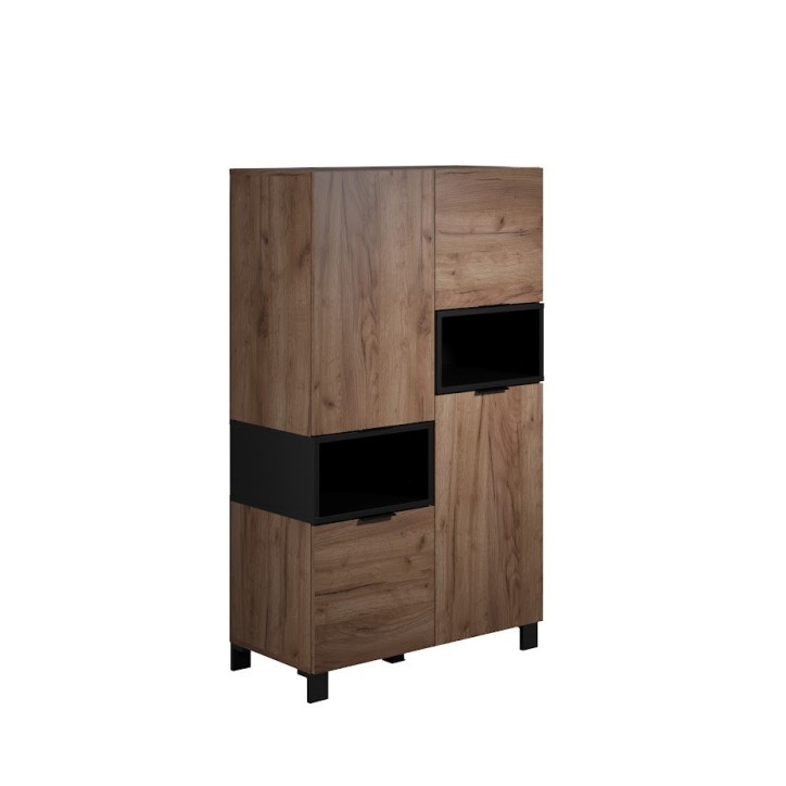 Salon complet KYOTO : table basse, meuble TV, vitrine, commode haute, (buffet)