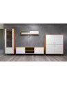 Salon complet BIANCA : table basse, meuble TV, vitrine, commode haute, (buffet)