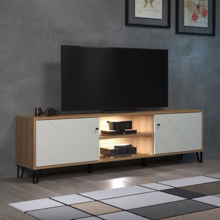 Salon complet BIANCA : table basse, meuble TV, vitrine, commode haute, (buffet) Salon complet BIANCA : table basse, meuble TV, vitrine, commode haute, (buffet)