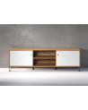Salon complet BIANCA : table basse, meuble TV, vitrine, commode haute, (buffet)